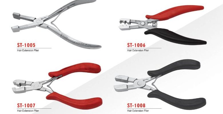 Hair extension pliers ST-1005 to ST-1008 with steel and coated handles