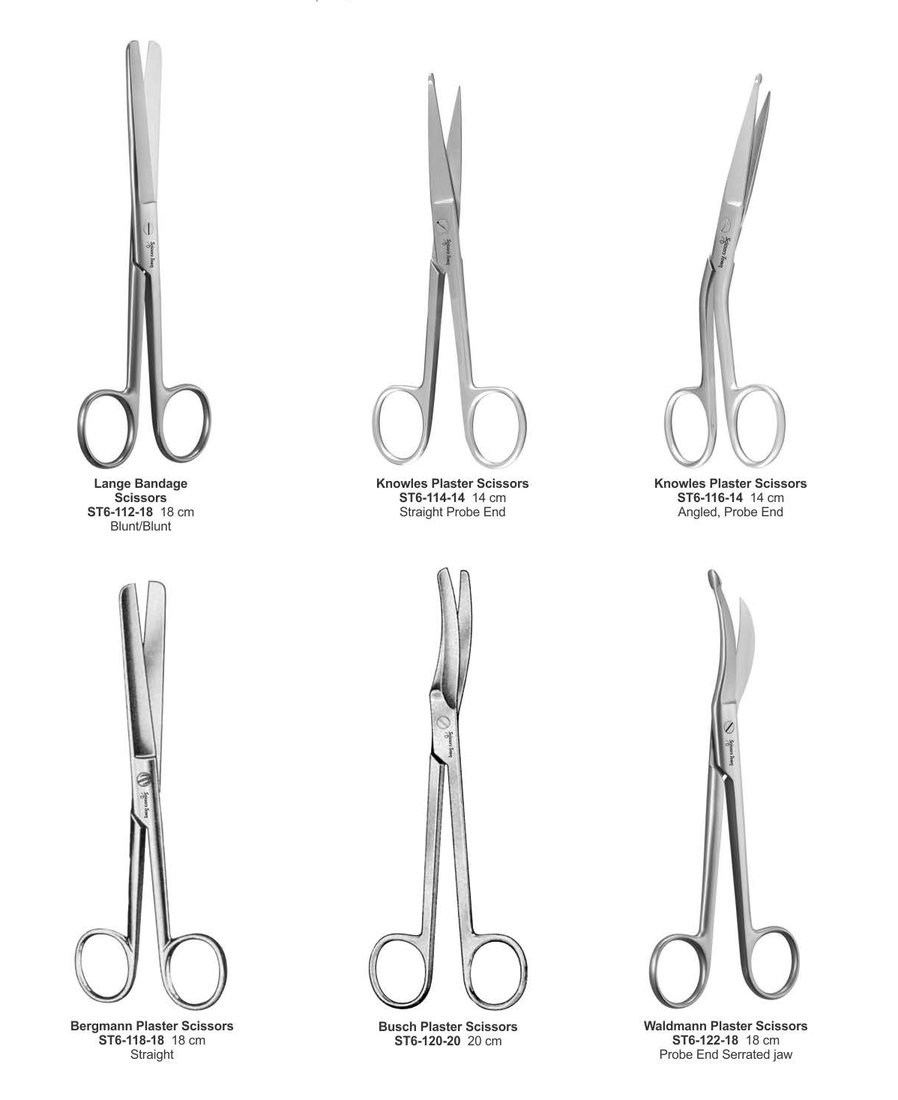 Lange, Knowles, Bergmann, Busch and Waldmann plaster scissors