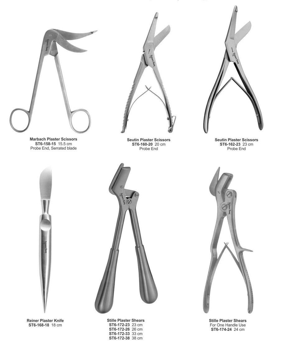 Marbach and Seutin plaster scissors, Reiner plaster knife and Stille plaster shears