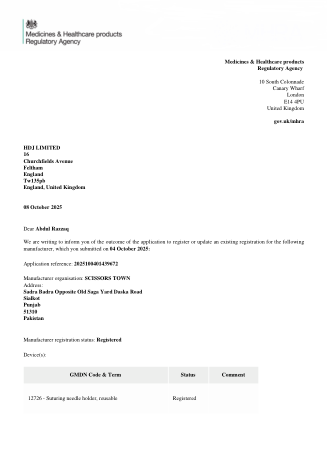 MHRA registration document preview