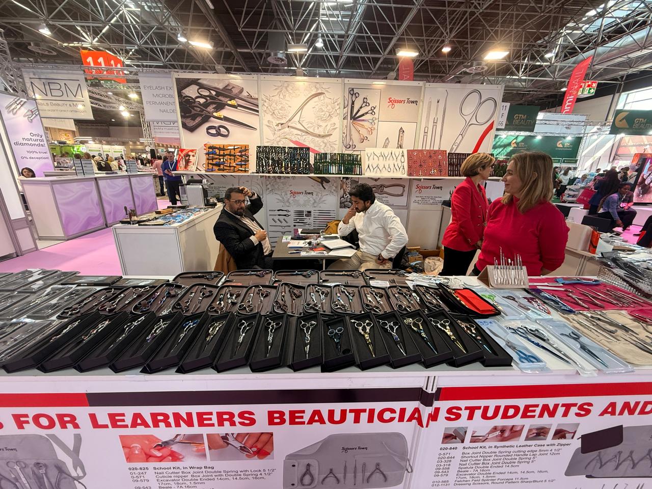 Our range of scissors and beauty tool sets presented across the stand. Beauty Düsseldorf 2025.
