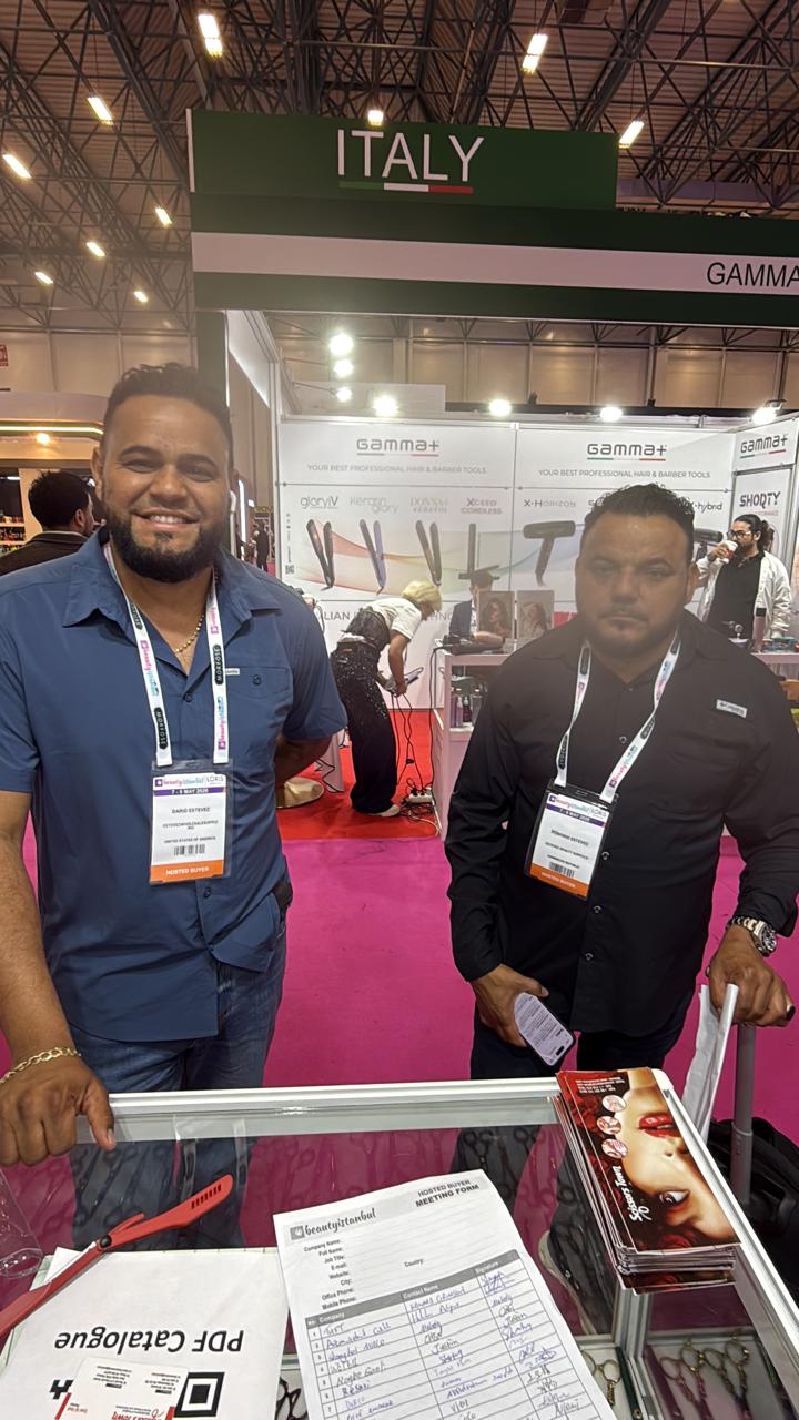 A moment with exhibition visitors beside our product display. Beauty Istanbul 2026.