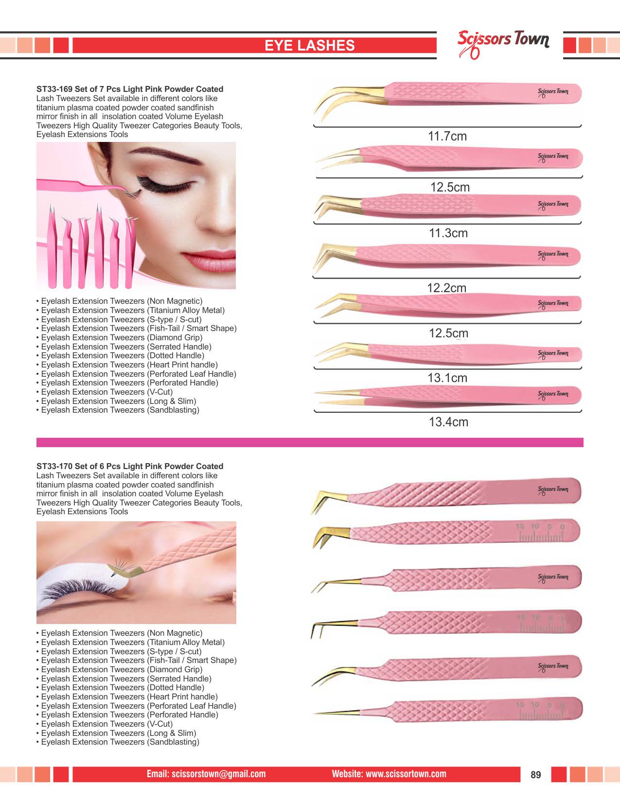 Scissors Town eyebrow & eyelash tweezers – beauty catalogue page 101