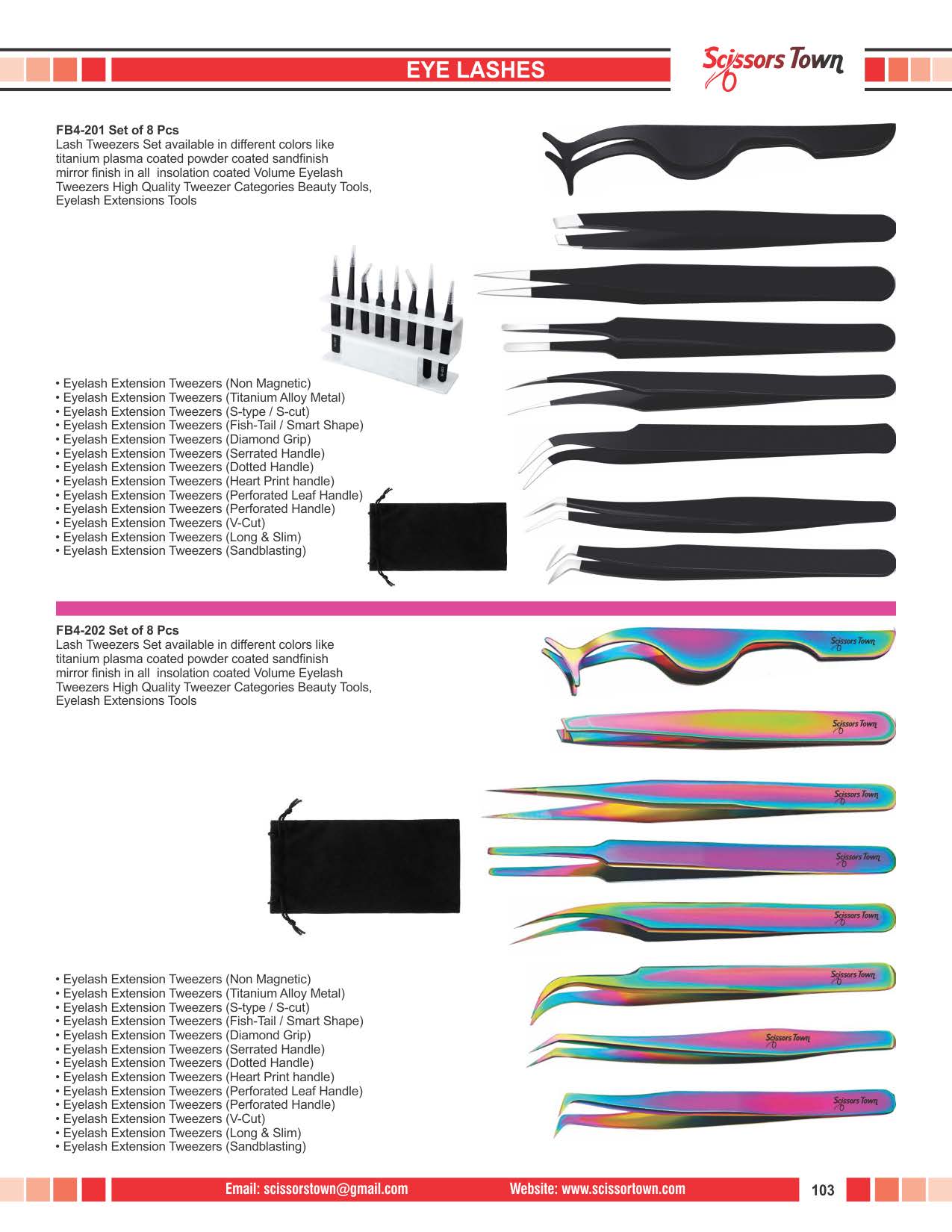 Scissors Town eyebrow & eyelash tweezers – beauty catalogue page 115