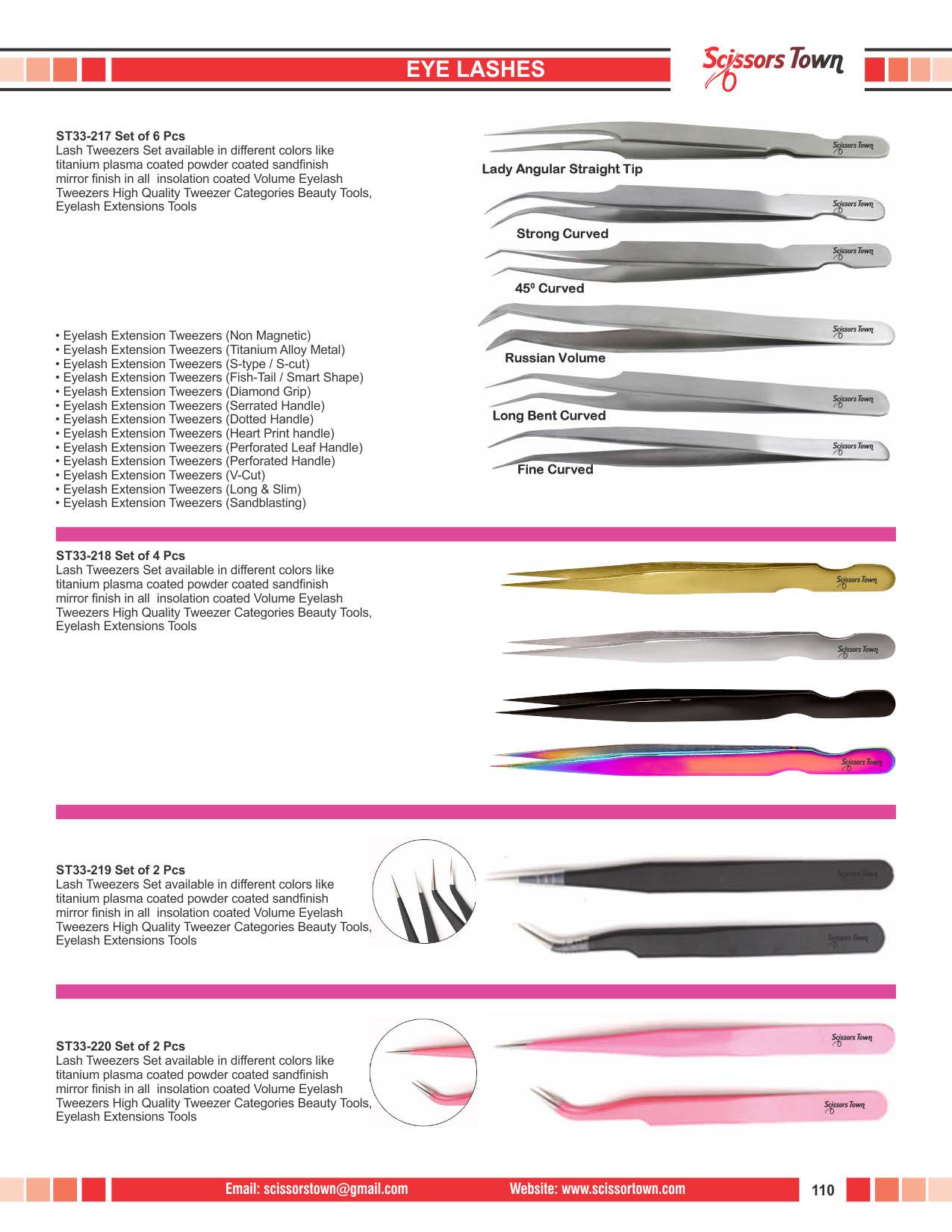 Scissors Town eyebrow & eyelash tweezers – beauty catalogue page 122