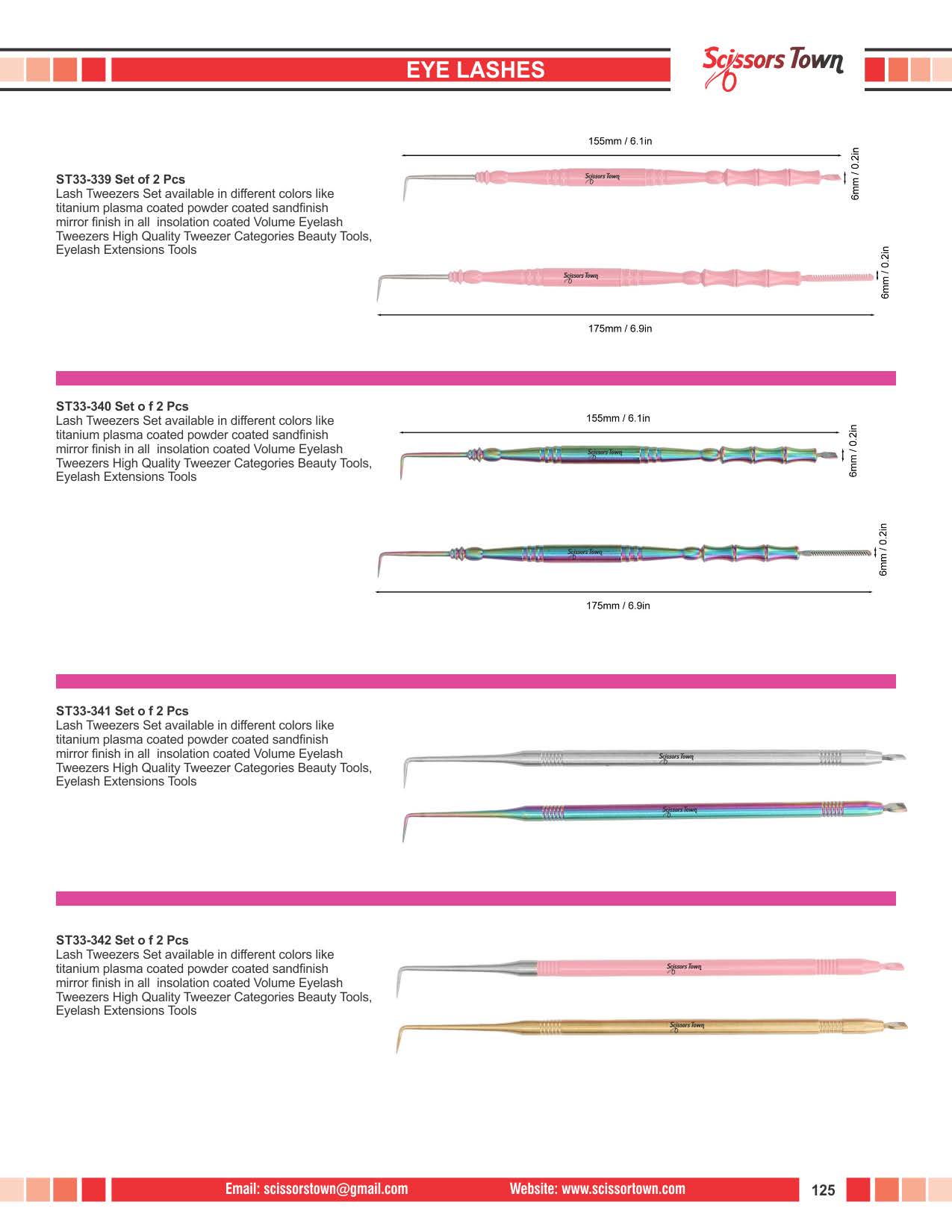 Scissors Town eyebrow & eyelash tweezers – beauty catalogue page 137