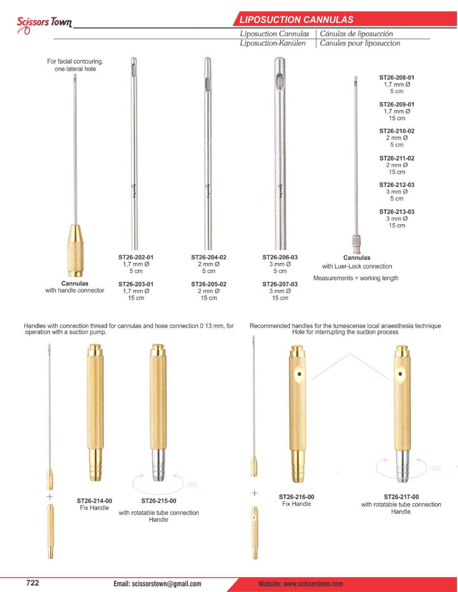Scissors Town liposuction cannulas – catalogue page 10