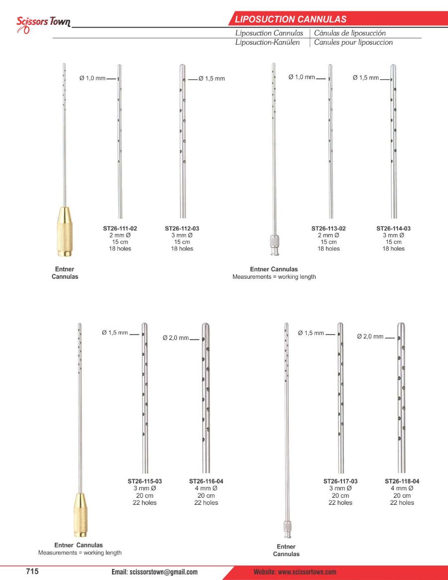 Scissors Town liposuction cannulas – catalogue page 3