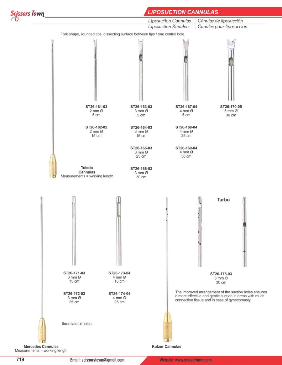 Scissors Town liposuction cannulas – catalogue page 7