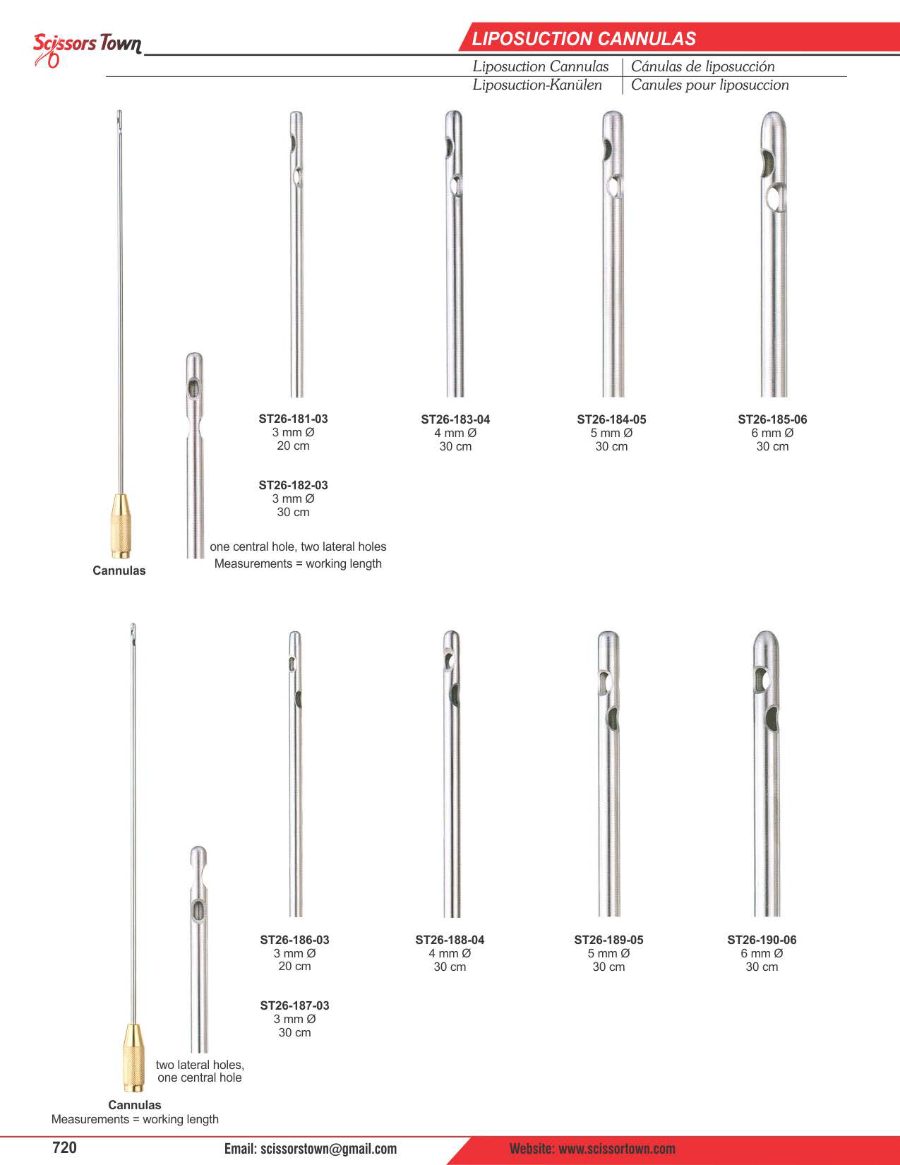Scissors Town liposuction cannulas – catalogue page 8