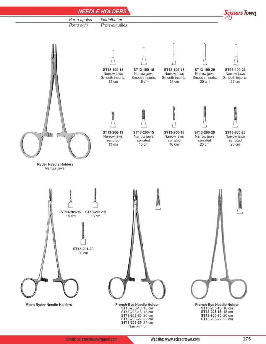 Scissors Town needle holders & suturing – catalogue page 11