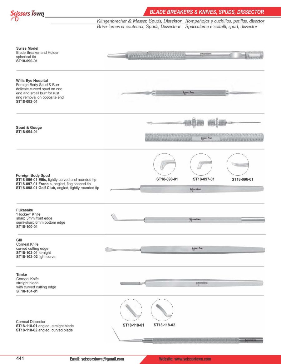 Scissors Town ophthalmic instruments – catalogue page 10