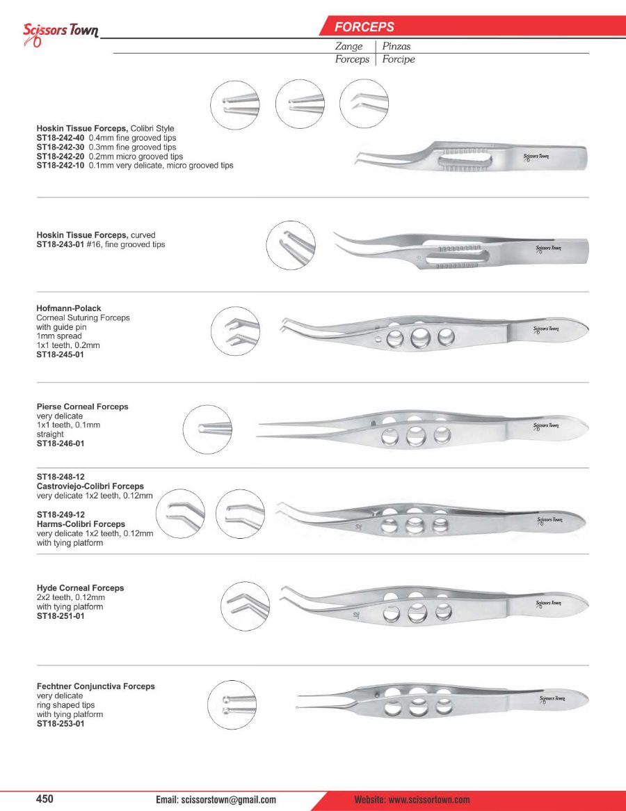 Scissors Town ophthalmic instruments – catalogue page 19