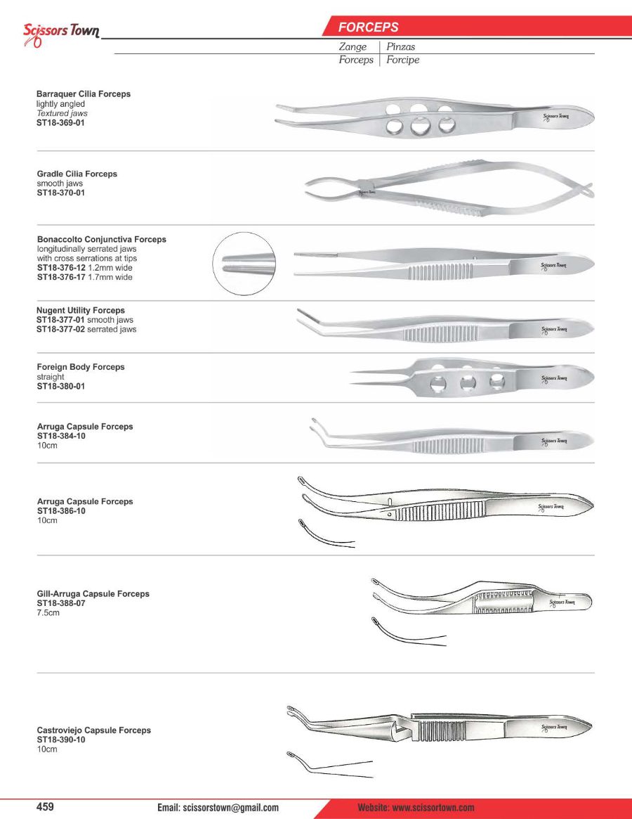 Scissors Town ophthalmic instruments – catalogue page 28