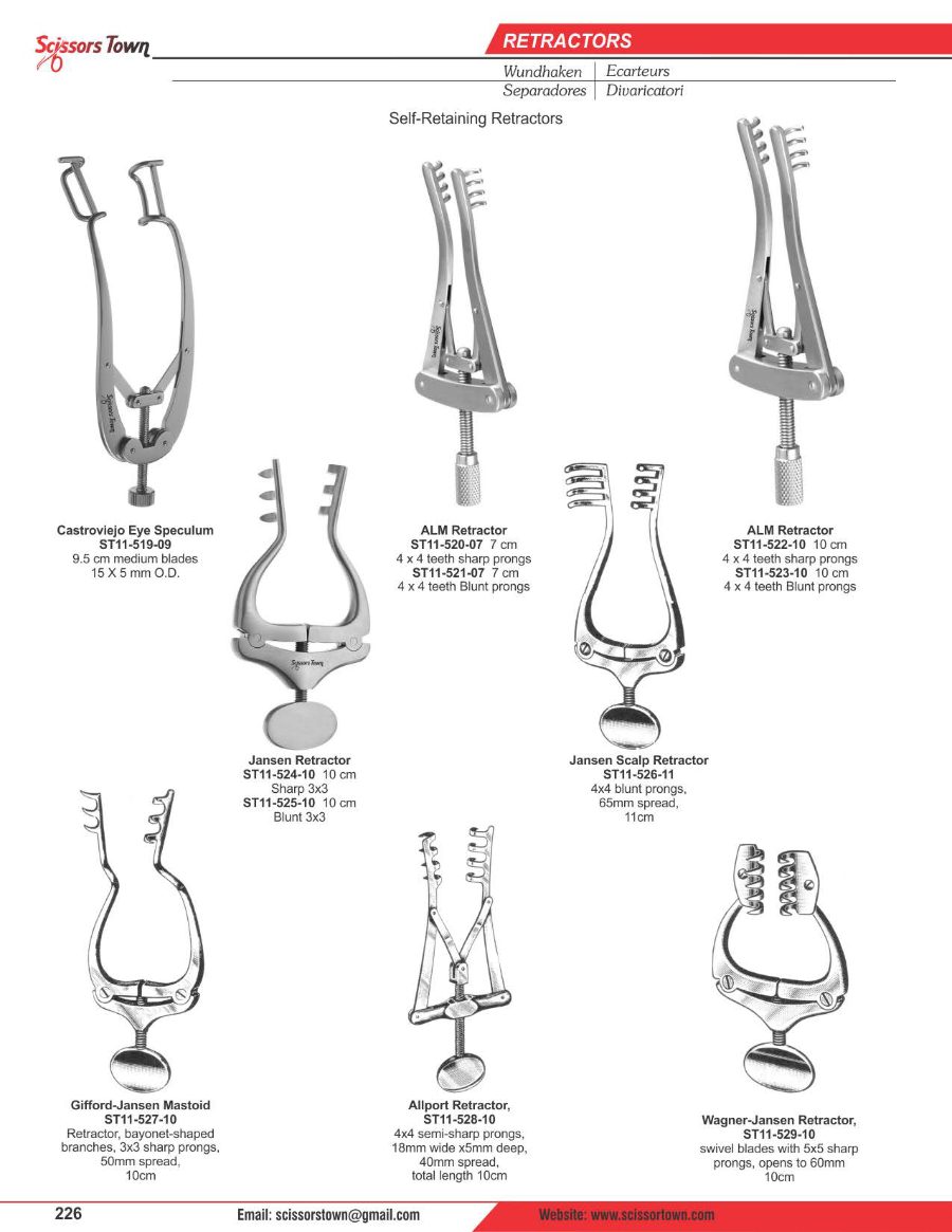 Scissors Town retractors – catalogue page 55