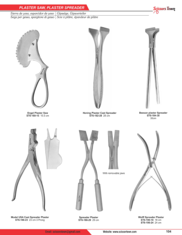 Plaster instruments from the Scissors Town catalogue